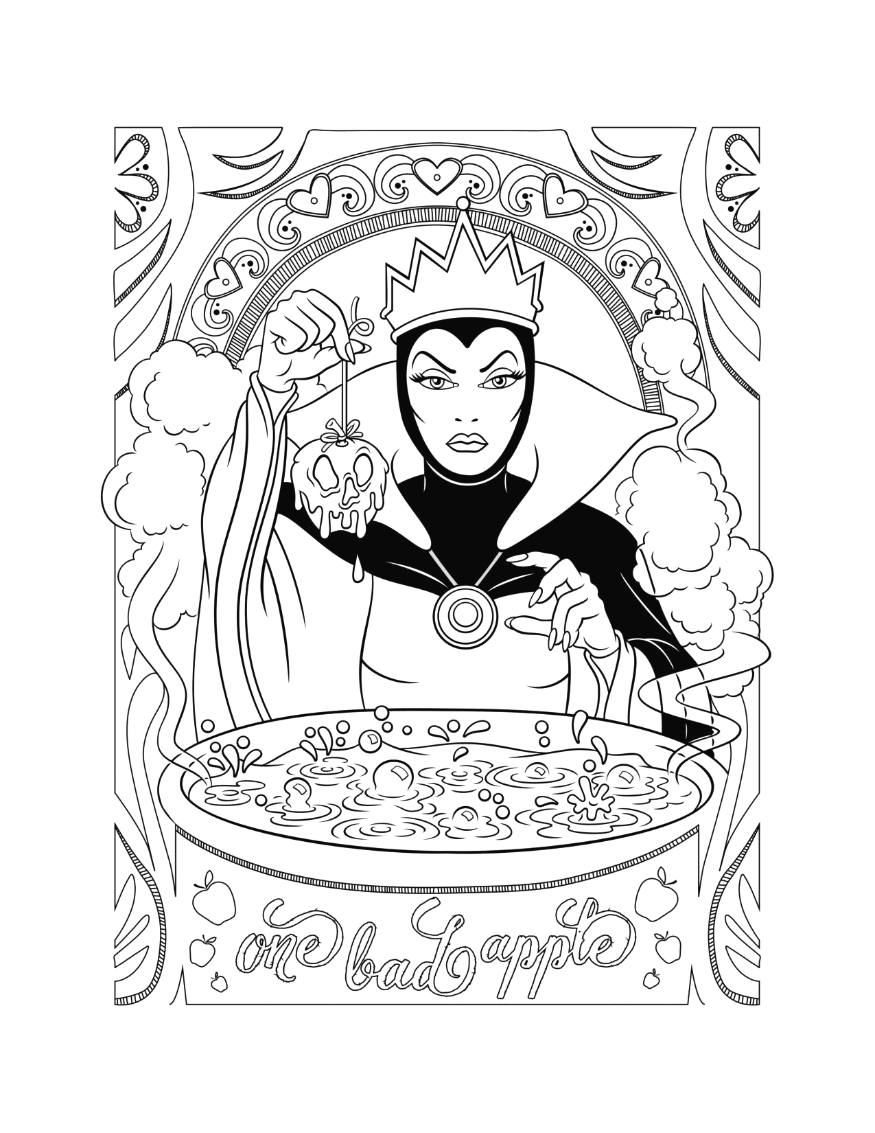snow-white-villain-evil-queen-is-one-bad-apple-adult-coloring-page